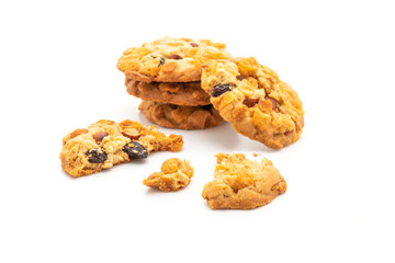 homemade cookies with cornflake raisin and almonds