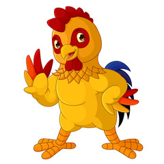 Happy rooster cartoon isolated on white background