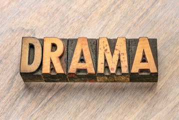 drama word in wood type