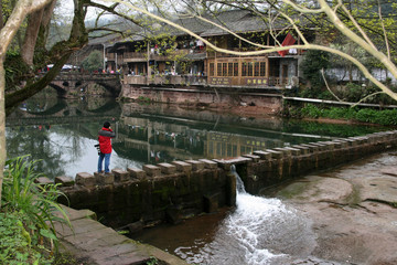 the landscape in shangli ancient town,sichuan,china