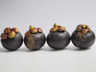 mangos teen Thai fruit four array on white background