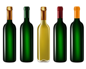 Wine bottles in row