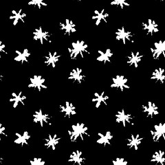 Hand drawn grunge stars seamless pattern. Modern ink background. Dry brush print with stars for decoration. Vector illustration.