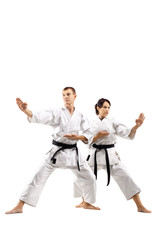 karate girl and boy posing