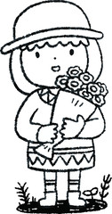 illustration of a girl with a bouquet