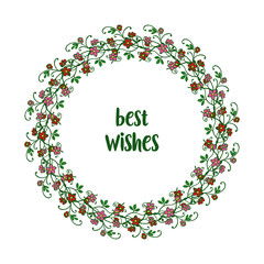 Vector illustration letter best wishes with crowd pink flower frame