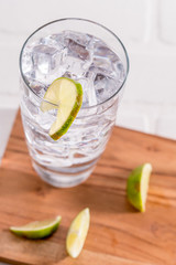 Clear lime drink with ice