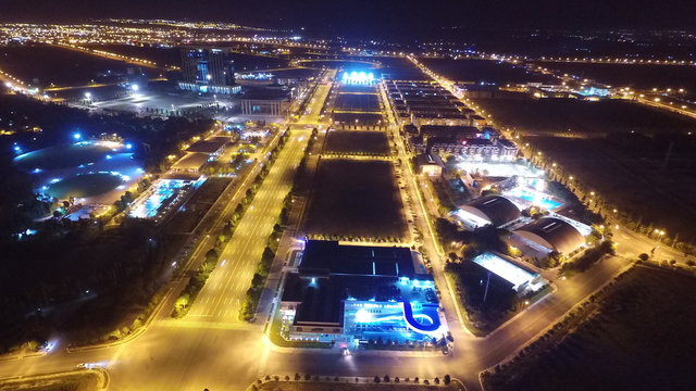 thu dau mot city , binh duong province by night - 2015