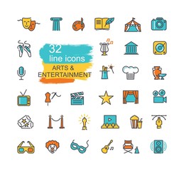 Arts and Entertainment icon set. Collection of vector icons