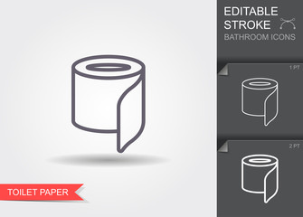 Toilet paper. Line icon with editable stroke with shadow