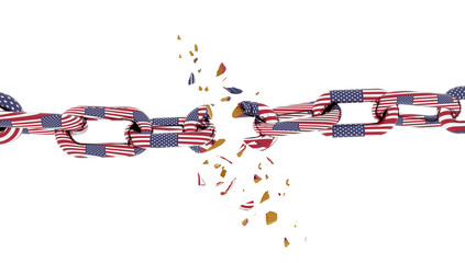 commercial war china usa ameriaca  flags and chain broken - 3d rendering