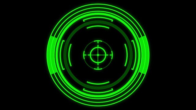 HUD futuristic - searching, tracking, locking target, loopable parts, alpha mask included - motion graphics