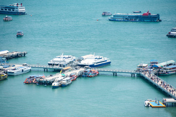 Ferry Boat harbor for people residents the tourist sea and ocean travel - Port of Ferry Terminal transport water taxi