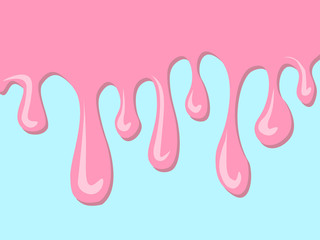 Drips of pink paint on a blue background