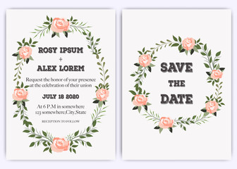 Wedding invite, invitation, save the date card design with elegant lavender pink garden rose anemone.