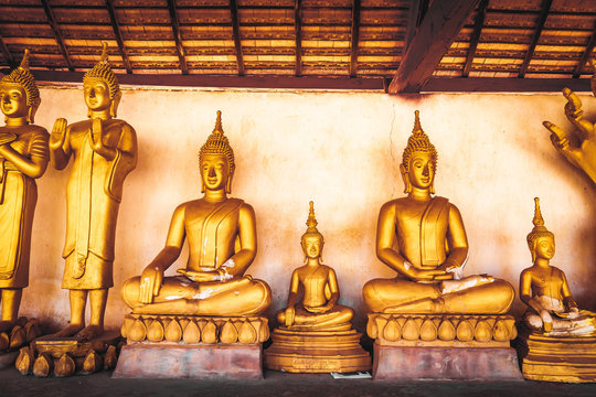Golden Buddha Statues in Laos