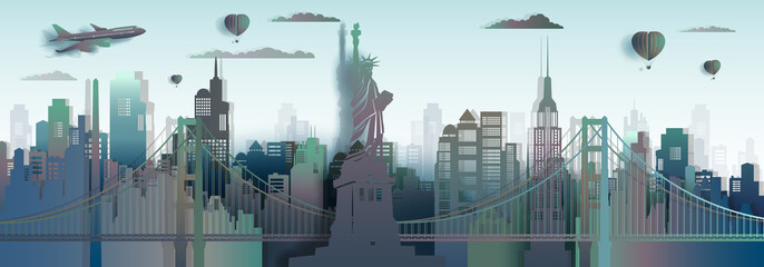 Travel America New York City Liberty statue landmark in Manhattan.