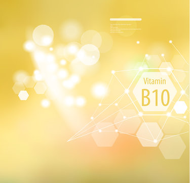 Vitamin B10 on an abstract background.
