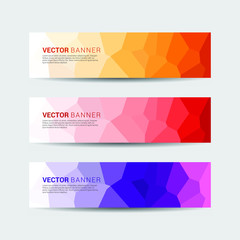 Set of multicolored abstract web banners with low poly design style. vector template design.