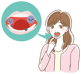 口臭くさい　女性　イラスト