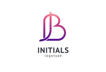 Fototapeta premium Monogram design elements, graceful template. Calligraphic elegant logo design. B logo. B line art monogram.