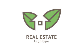 Abstract real estate agent logo icon vector design. Rent, sale of real estate vector logo, House cleaning, home security, real estate auction, grass cutting. Vector building logo concept.
