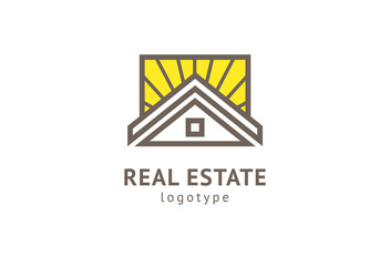 Abstract real estate agent logo icon vector design. Rent, sale of real estate vector logo, House cleaning, home security, real estate auction. Vector building logo concept.