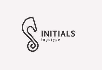 Fototapeta premium Monogram design elements, graceful template. Calligraphic elegant logo design. S logo. S line art monogram.