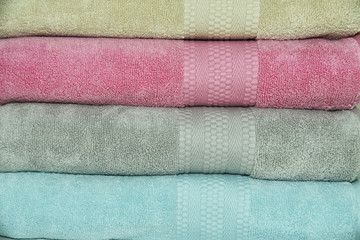 Soft cotton terry towel set. Towel isolated on white. 