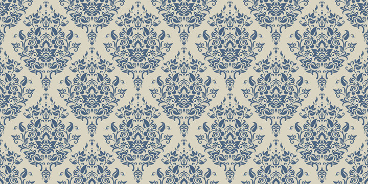 Vector damask seamless pattern background. Elegant luxury texture for wallpapers, backgrounds and page fill. Floral ornament.