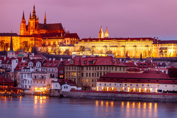 Classic Prague view at dusk