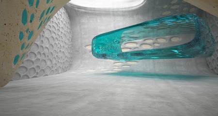 Empty abstract concrete and coquina smooth interior. Architectural background. 3D illustration and rendering