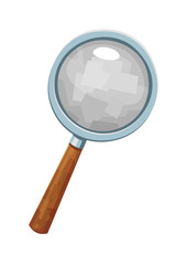 Cartoon magnifying glass isolated on white background