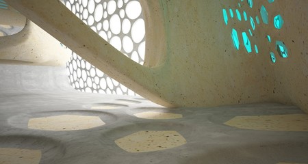 Obraz premium Empty abstract concrete and coquina smooth interior. Architectural background. 3D illustration and rendering