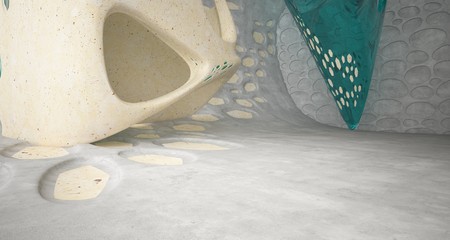Empty abstract concrete and coquina smooth interior. Architectural background. 3D illustration and rendering