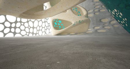 Empty abstract concrete and coquina smooth interior. Architectural background. 3D illustration and rendering