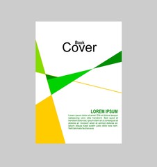 book cover design with colored triangles