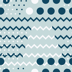 Vector Chevron and Dots Design seamless pattern background.