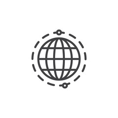 Global business line icon. linear style sign for mobile concept and web design. Around the earth globe outline vector icon. Symbol, logo illustration. Pixel perfect vector graphics