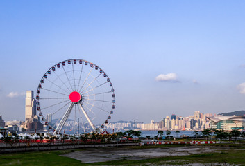 Ferris wheel in Hong Kong at Victoria harbour