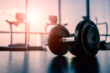 Dumbbell in luxury clubhouse wait for exercise in the morning