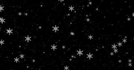 White snowflakes on the black Christmas background. 3D render image - 267510250