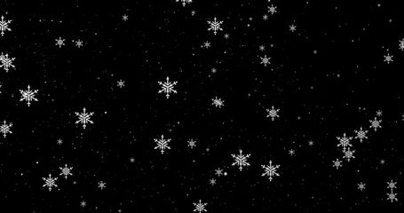 Weiße Schneeflocken auf dem schwarzen Weihnachtshintergrund. 3D-Renderbild © sk901
