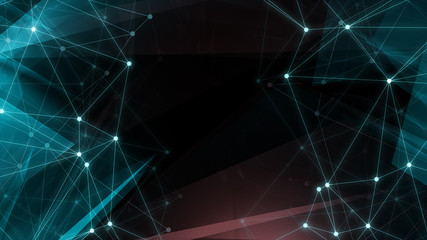 Futuristic abstract triangles and lines connections, circle elements, digital wireframe concept creative chaos random polygons, mosaic hi tech abstract backgrounds