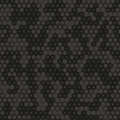 Camouflage pattern background seamless vector illustration. Gray and black abstract geometric background. Seamless pattern with hexagon element vector illustration.