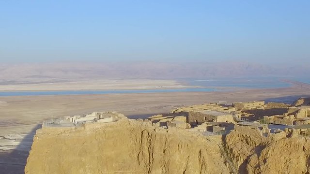 Flying by the Masada Mountain on the way to the Dead Sea