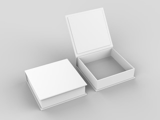 Blank shipping mailer or gift hard cardboard box for branding and mock up. 3d render illustration.