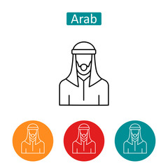 Muslim man wearing keffiyeh outline icons set.