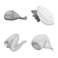 Isolated object of cuisine and bird  sign. Collection of cuisine and poultry vector icon for stock.