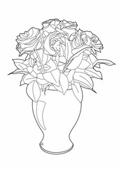 Drawing of a big bouquet of roses